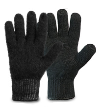 Двойные полушерстяные перчатки с внутренним начёсом (50% шерсть + 50% акрил), по ГОСТу с маркировкой, черные